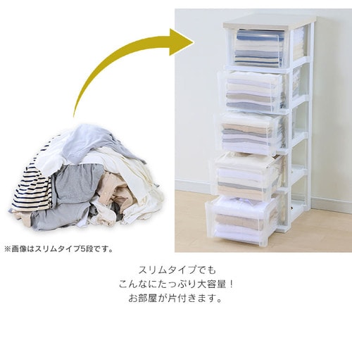 チェスト 3段 収納ボックス タンス ウッドトップチェスト スリム NSS