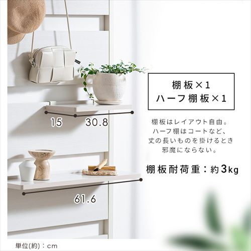 ウッドウォールラック ハーフ棚板付き WLR-HT62 ブラック／アッシュ