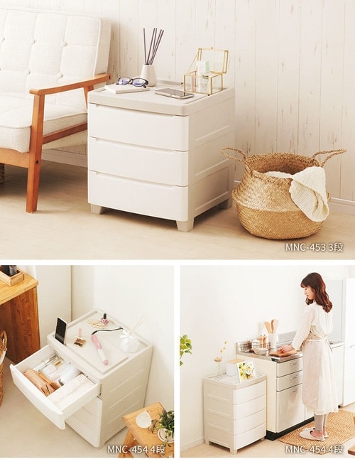 ミニチェスト MNC-453 ライトグレー／ホワイト K287829 │アイリス