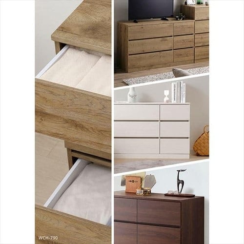 チェスト 3段 ウッドチェスト ロータイプ WCH-1090L オフホワイト