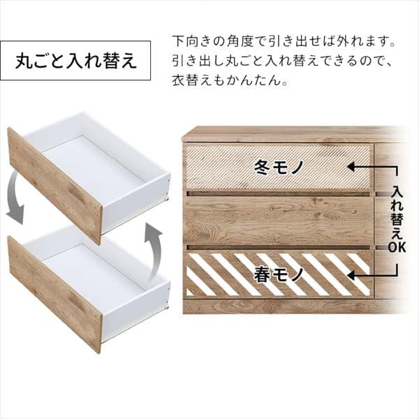 チェスト 3段 ウッドチェスト ロータイプ WCH-1090L オフホワイト