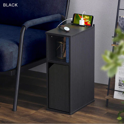 ナイトテーブル扉付き NTB-180T ブラック_12