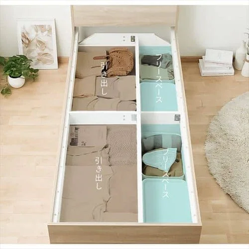 【マットレスセット】ベッド セミシングル 収納付き DSBM-SS ライトナチュラル_16