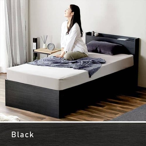 マットレスセット】ベッド シングル 収納付き DSBM-S ライトナチュラル