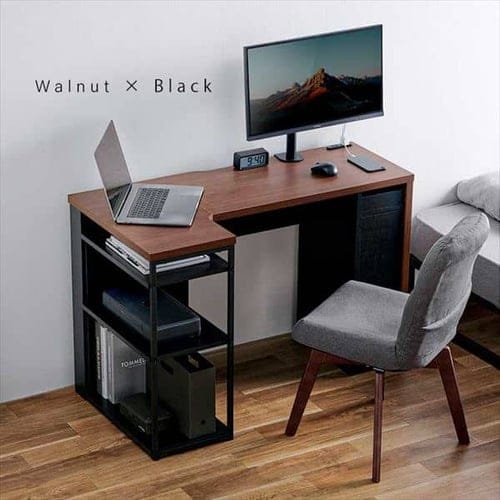 机 デスク L型 収納付き SDKL-1125 ナチュラル/ブラック K297277