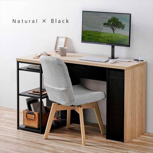 机 デスク L型 収納付き SDKL-1125 ナチュラル/ブラック K297277