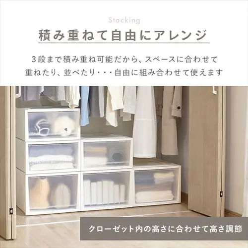 【3個セット】収納ケース ワイド クローゼット収納 ネスティングボックスチェスト NSBC-500D ホワイト/クリア_4