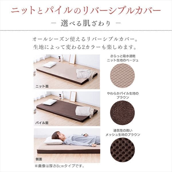 マットレス セミダブル 低反発 厚さ4cm ウレタン リバーシブルカバー