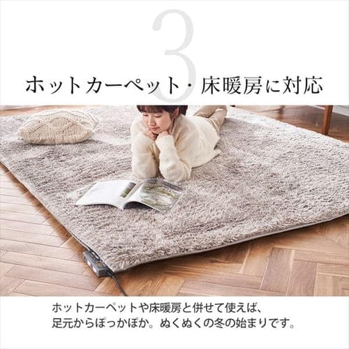 ラグ ラ・クッションシャギーラグ 185cm×185cm 2畳 厚さ3cm スモーク