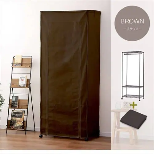 【2点セット】 スチールラック 幅75cm メタルラック カラー ワードローブ+ワードローブカバー CMW-75183C ホワイト_10