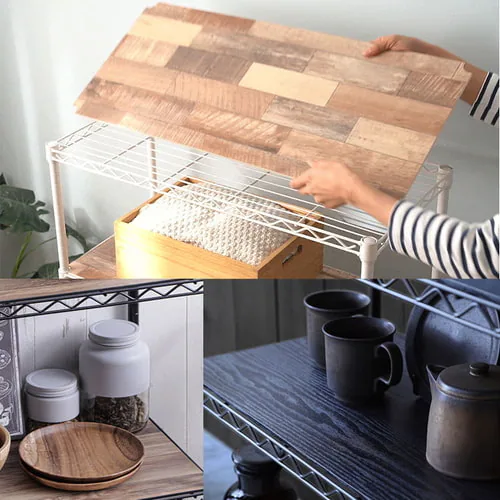 スチールラック 幅75cm 4段 カラーメタルラック ハイタイプ ウッドボード付き CMM-75144B 全3色_5