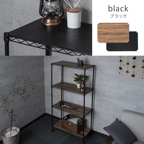 スチールラック 幅75cm 4段 カラーメタルラック ハイタイプ ウッドボード付き CMM-75144B 全3色_17