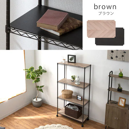 スチールラック 幅75cm 4段 カラーメタルラック ハイタイプ ウッドボード付き CMM-75144B 全3色_18