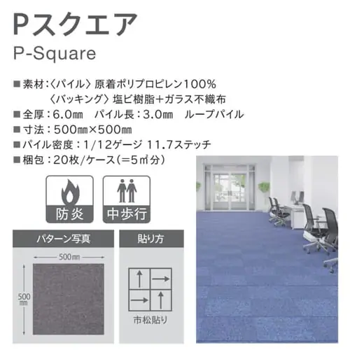 �y20���Z�b�g�z�^�C���J�[�y�b�g P�X�N�G�A�V���[�Y 50�~50 PS512-PZ�@�u���[�u���b�N_2