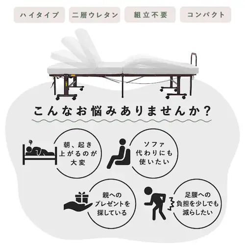 折りたたみ電動リクライニングベッド OTB-BDH-R ホワイト_1