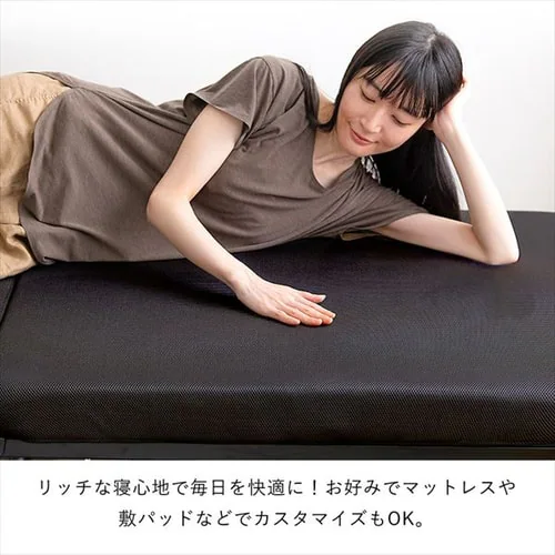 ベッド セミシングル 折りたたみ 14段階リクライニング ハイタイプ 厚さ10cm OTBSS-KRH ブラック_9