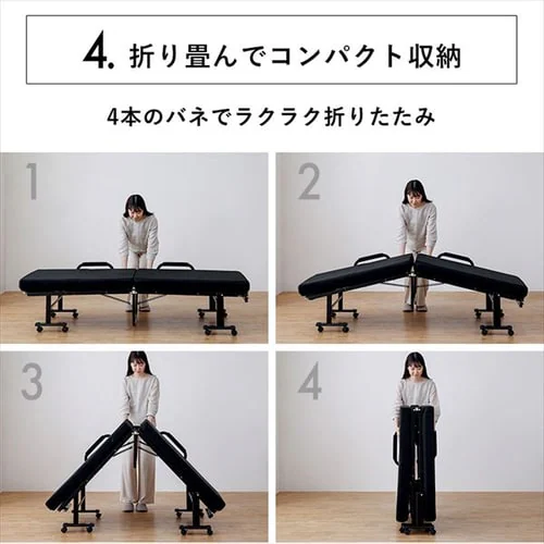 ベッド セミシングル 折りたたみ 14段階リクライニング ハイタイプ 厚さ10cm OTBSS-KRH ブラック_11