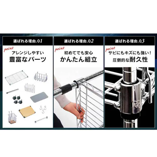スチールラック 幅61cm メタルラック 4段 SE-6115JC_4