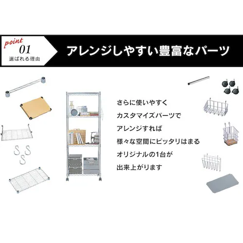 スチールラック 幅61cm メタルラック 5段 SE-6118JC0.1_5