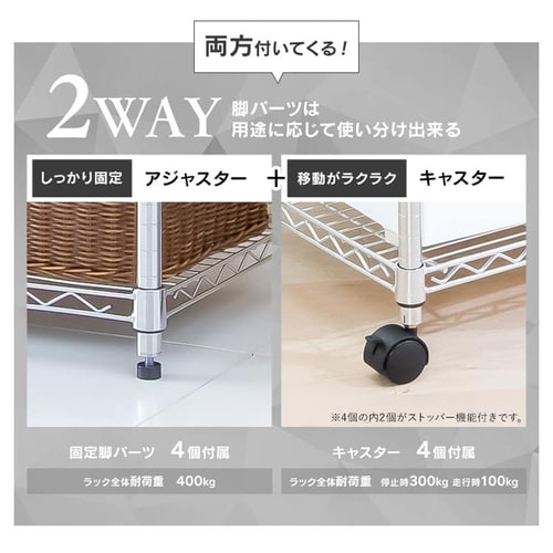 スチールラック 幅76cm メタルラック 4段 キャスター付き SE-7515JC