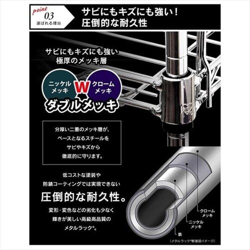 �X�`�[�����b�N ��120cm ���^�����b�N 4�i MR-1215DJK �V���o�[ (�|�[�����a25mm�E�I��4��)_11