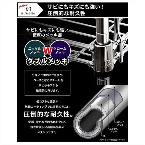 スチールラック 幅120cm メタルラック 5段 MR-1218DJK シルバー (ポール直径25mm・棚板5枚)_11