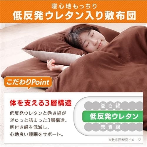 除湿シート付】低反発敷布団+マットレス付き寝具10点セット シングル