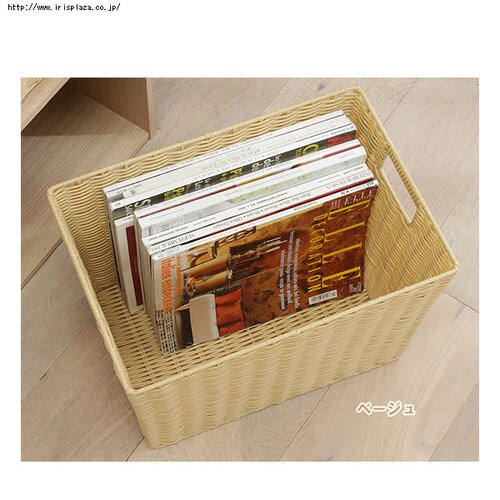 深型】カラー編みバスケット KAB-38D ホワイト K538862 │アイリス