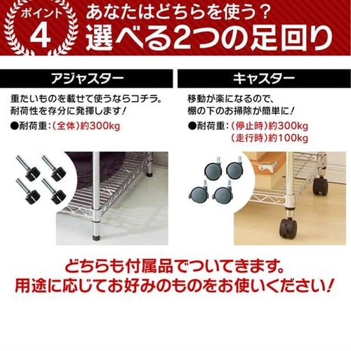 スチールラック 幅120cm メタルラック 4段 キャスター付き SE-1215