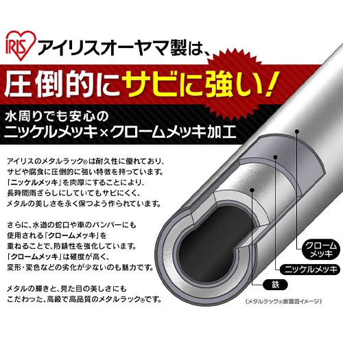 デスク 幅61cm メタルラック パソコンデスク キャスター付き MRP-615