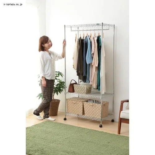 スチールラック 幅80cm メタルラック ミニ ワードローブ MTO-WR80 (ポール直径19mm・棚板3枚)_2