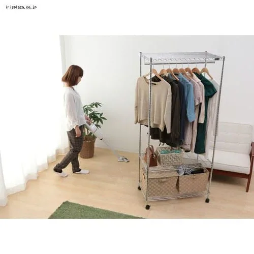 スチールラック 幅80cm メタルラック ミニ ワードローブ MTO-WR80 (ポール直径19mm・棚板3枚)_3