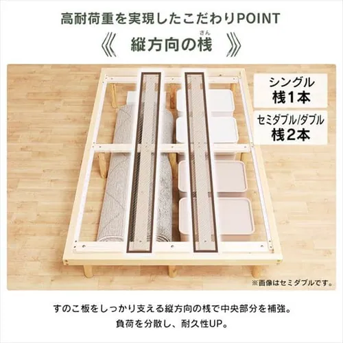 ベッド セミダブル すのこ 棚付き コンセント 高さ4段階 HWBM-SD_6