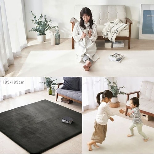 ラグ ラ・クッションラグ マイクロムートンタイプ 185cm×185cm 2畳 厚