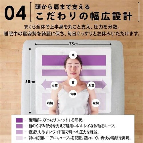 枕 低反発 ワイドタイプ エアリーピロー 丸洗い可 APLW-75 K574723