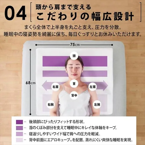 枕 高反発 ワイドタイプ エアリーピロー 丸洗い可 APHW-75 _16