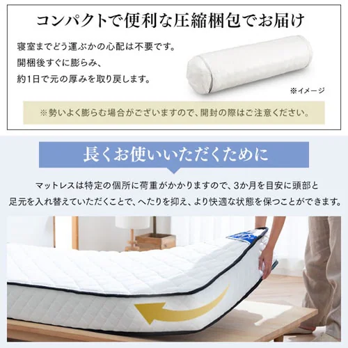 【訳あり】マットレス ダブル ポケットコイル 厚さ20cm ブラック PMTS20N-D Sheep_2