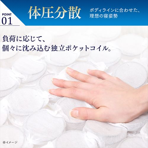 マットレス シングル ポケットコイル 厚さ22cm PMTS22N-S Sheep