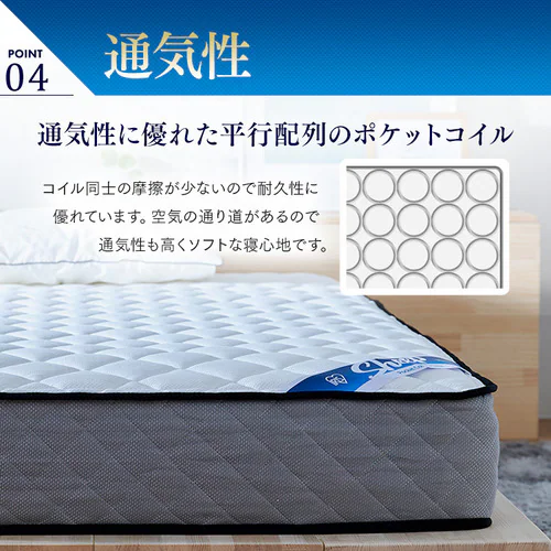 【訳あり】マットレス ダブル ポケットコイル 厚さ22cm PMTS22N-D Sheep_16