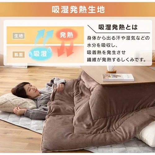 こたつ布団 正方形 190×190cm 吸湿発熱 手洗い可 KKB-C1919 カーキ/ダークグレー_8