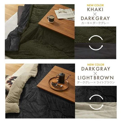 こたつ布団 正方形 190×190cm 吸湿発熱 手洗い可 KKB-C1919 カーキ/ダークグレー_16