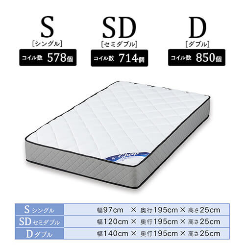 マットレス シングル ポケットコイル 厚さ25cm PMTS25N-S Sheep