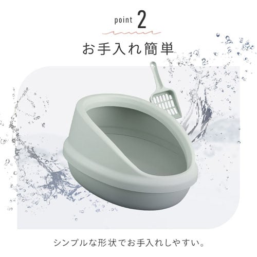 猫のトイレ ハーフカバー P-NE-500-H ミントグレー 207008 │アイリス