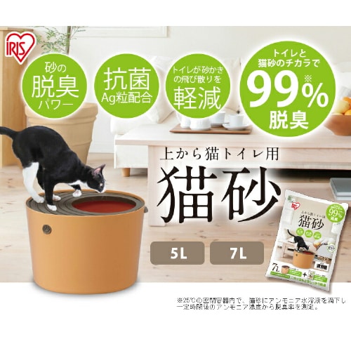 アイリスオーヤマ トイレ 砂 トイレ 上から入る猫トイレ　消臭砂３個セット IRIS OHYAMA（アイリスオーヤマ） 猫トイレ 猫 トイレ におい対策 上