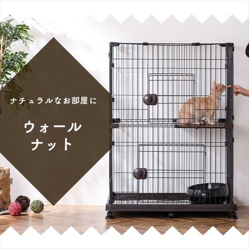 ペットケージ 2段 PEC-902V アッシュグレー キャスター付き 猫 ケージ