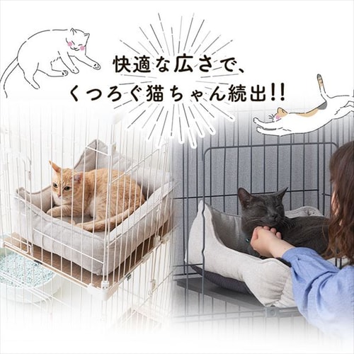 ペットケージ 2段 PEC-902V アッシュグレー キャスター付き 猫 ケージ