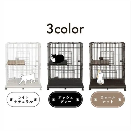 ペットケージ 2段 PEC-902V ライトナチュラル キャスター付き 猫 ケージ_18