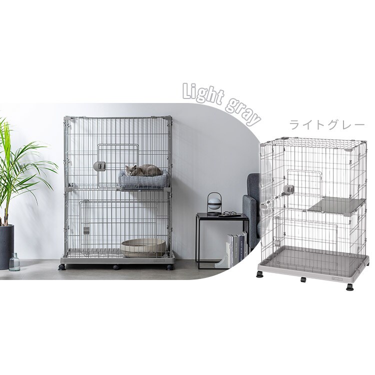 お値下げ///　猫　ケージ　アイリスオーヤマ　PEC-902V　ブラウン　使用期間半年 Amazon | アイリスオーヤマ 猫 ケージ 2段 キャスター付・簡単組み立て