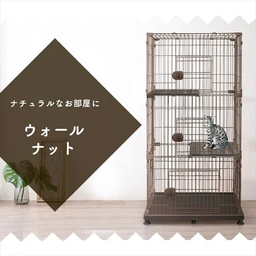 ペットケージ 3段 PEC-903V アッシュグレー キャスター付き 猫 ケージ_4