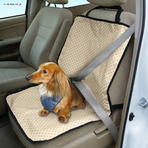 miyu　ペット用ドライブシート ブラウン×ブルーストライプ ペット 車用シート ドライブシート 犬 犬用 後部座席 大型犬 座席
